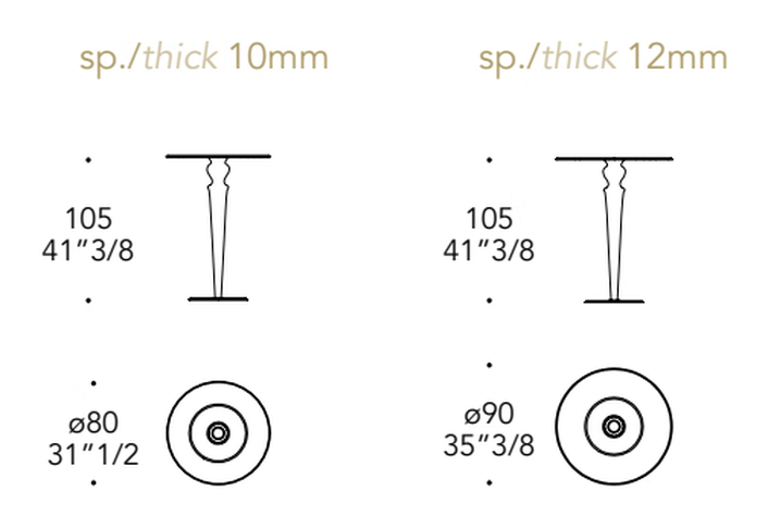Gran Canal 105 Bar Table by Reflex, size drawing