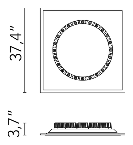 Circle of Light Ceiling Structure by Flos, size drawing: Circle of Light 24" Soft Piece