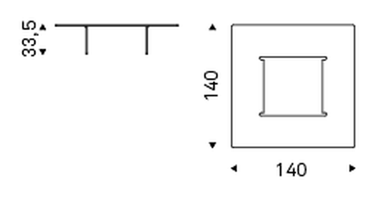 Carrè Coffee Table by Cattelan Italia, size drawing 1