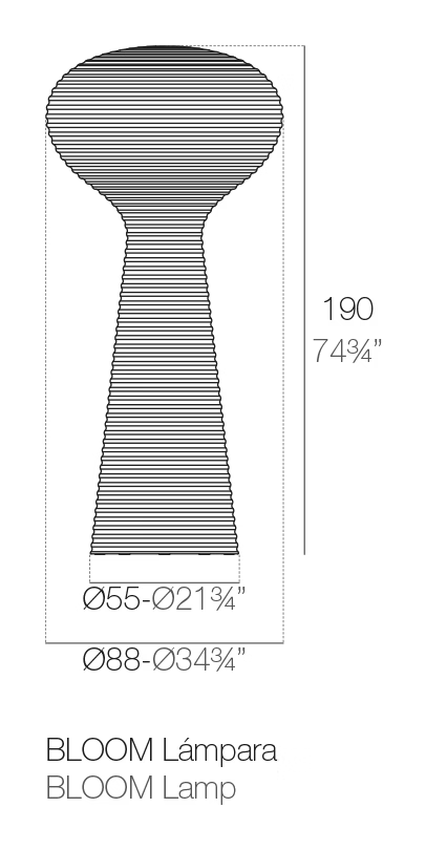 Bloom Lamp by Vondom, size drawing