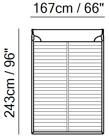 Diamante Bed by Natuzzi Italia: Bed with split mesh 152X203, outline drawing with sizes
