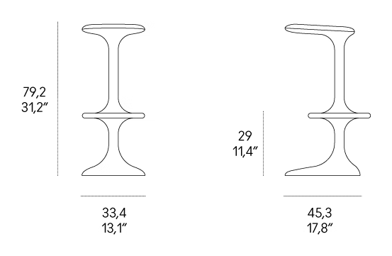 Kant Stool by Casamania, size drawing