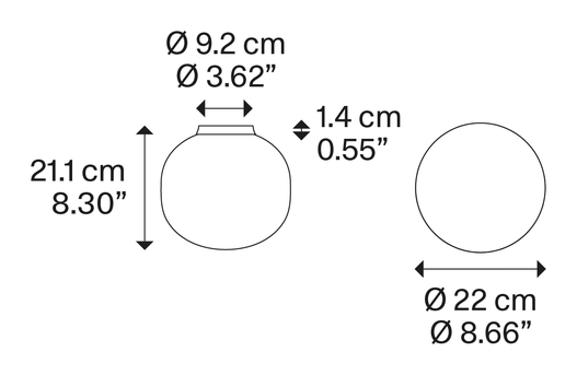 Volum Ceiling Lamp by Lodes, size drawing: Volum 22 Ceiling