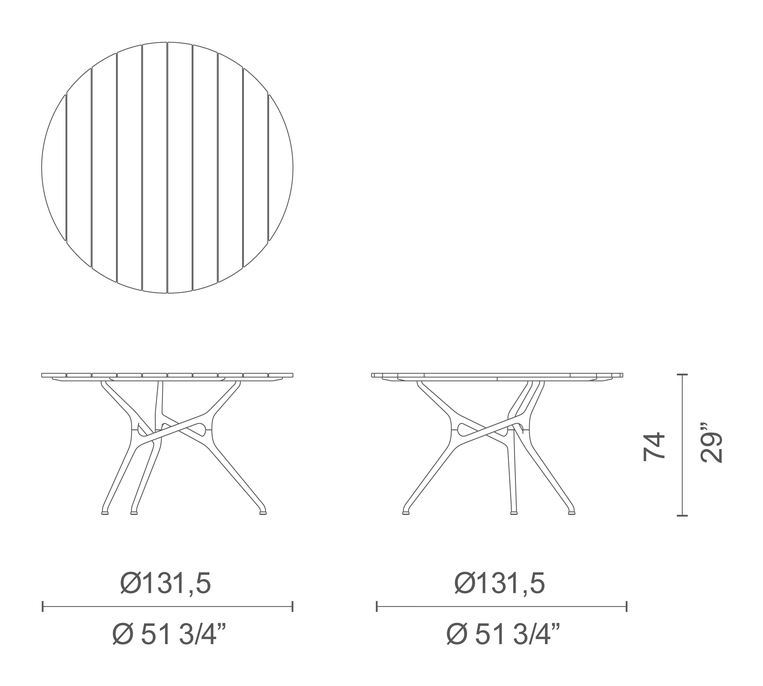 Branch Table Lido by Cappellini, size drawing: BR_1E