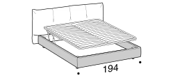 Papilo Bed by Ditre Italia, size drawing: Double size bed for 180x200 cm mattress with EASY mechanism