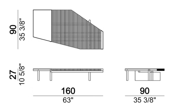Talamone Coffee Table by Arketipo, size drawing: Coffee Table