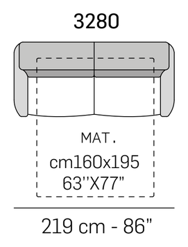 Giotto Sofa Bed by Nicoline, size drawing 2