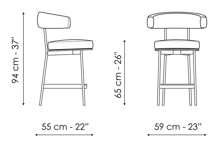 Neuilly Too Stool by Bonaldo, size drawing: Neuilly too H 65