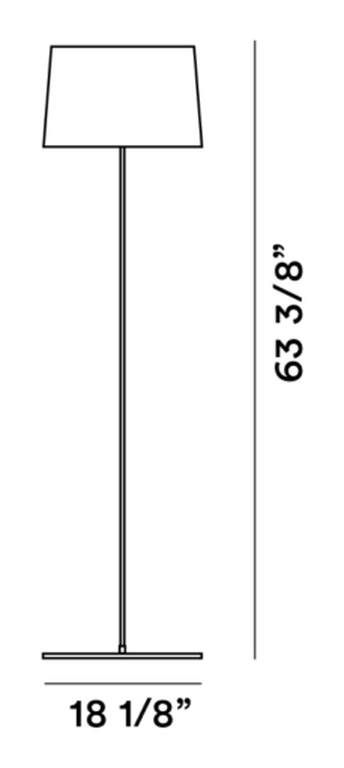 Twiggy Lettura Floor Lamp by Foscarini, size drawing