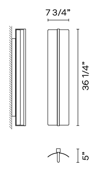 Kontorno Lighting Collection by Vibia, size drawing: Model 6414