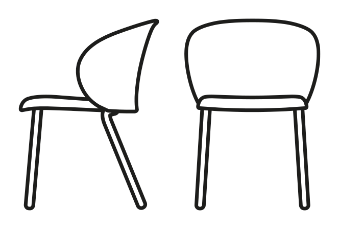 Tuka Armchair, Stackable by Connubia, size drawing