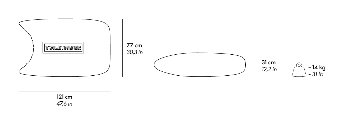 Soap Coffee Table by Gufram, size drawing