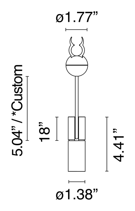My Circuit Light Shadow Spot Ø30 Module by Flos, size drawing