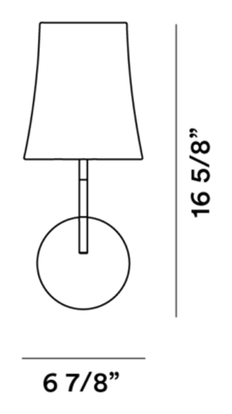 Birdie Wall Lamp by Foscarini, size drawing