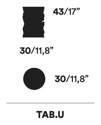 Tab.U Stool by Opinion Ciatti, size drawing: TAB.U
