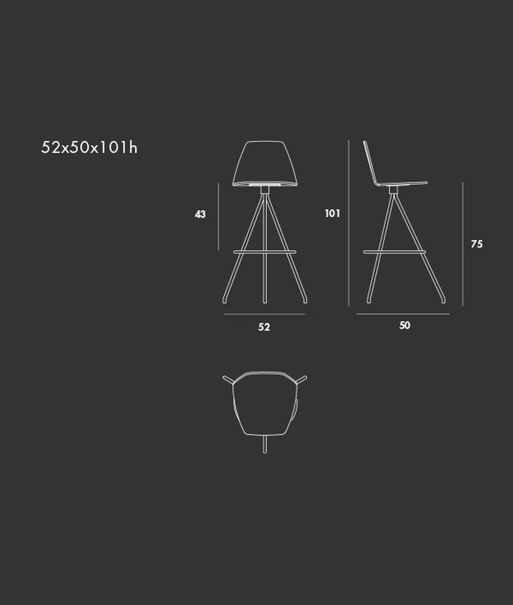 Sila Stool by Sovet, size drawing