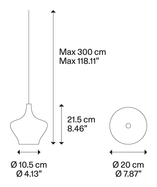 Nostalgia Cluster Pendant Lamp by Lodes, size drawing: Nostalgia medium