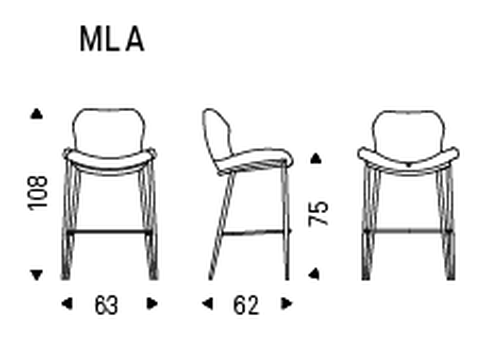 Rachel Sgabello Counter Stool by Cattelan Italia, size drawing 1