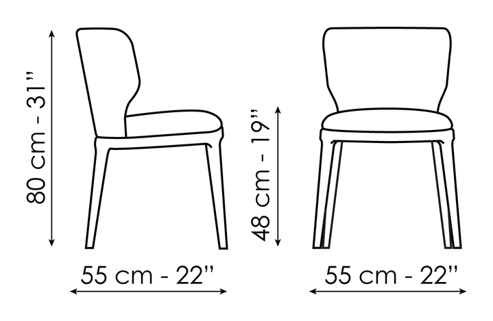 Joy Chair by Bonaldo, size drawing: Joy