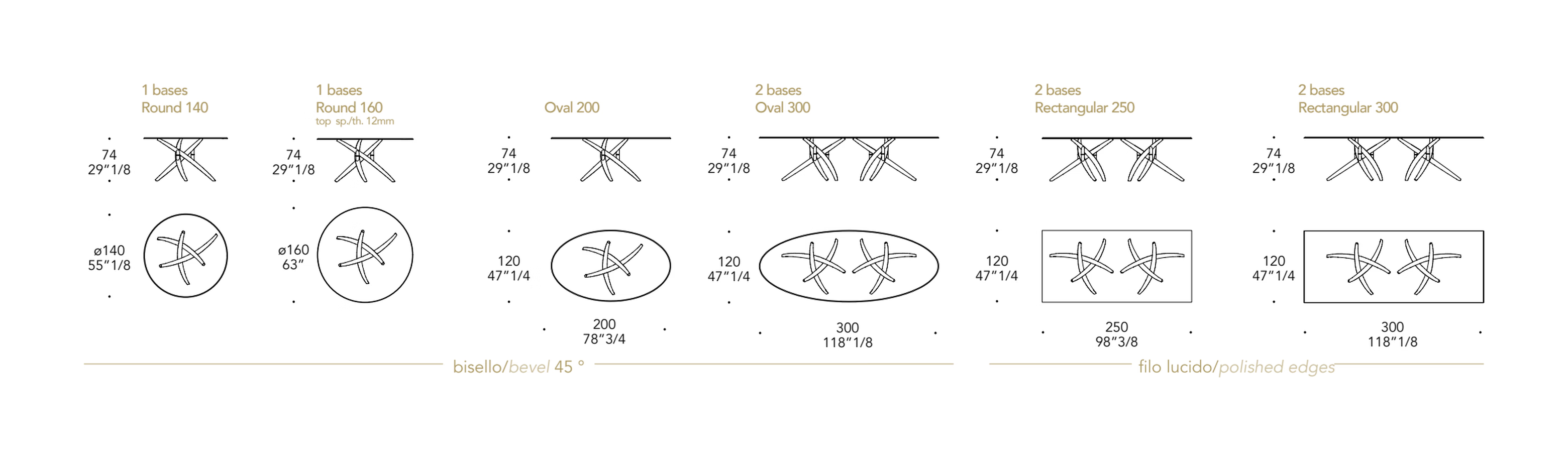 Fili d’Erba 72 Legno Dining Table by Reflex, size drawing