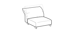 Blum Sofa by Ditre Italia, size drawing: 1-seat central element