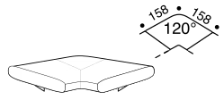 Papilo Sofa by Ditre Italia, size drawing: Corner unit base 120°