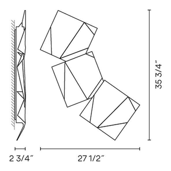Origami Wall Light by Vibia, size drawing: Model 4506