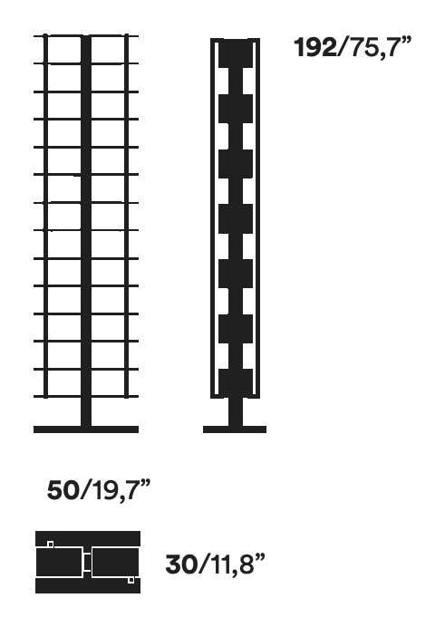 Ptolomeo x2 Bookcase by Opinion Ciatti, size drawing: Ptolomeo x2