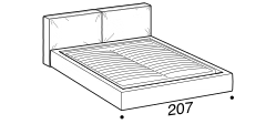Flann 2.0 Bed by Ditre Italia, size drawing: King size bed for 193x203 mattress