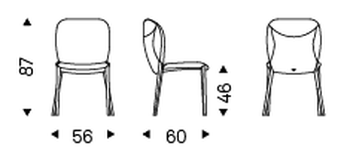 Nancy Chair by Cattelan Italia, size drawing
