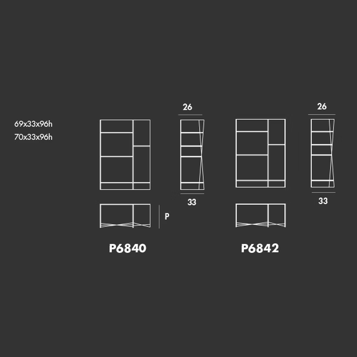 Delphi Modular Glass Bookcase by Sovet, size drawing 2
