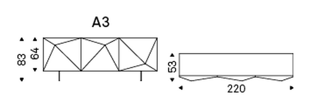 Kayak Sideboard by Cattelan Italia, size drawing 3
