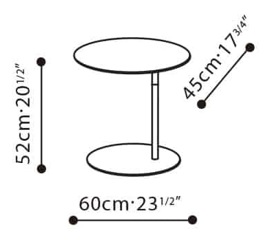 Pebble Side Table by Camerich, size drawing