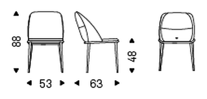Mariel ML Chair by Cattelan Italia, size drawing