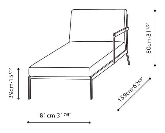 Austen Daybed by Camerich, size drawing: C02H0502
