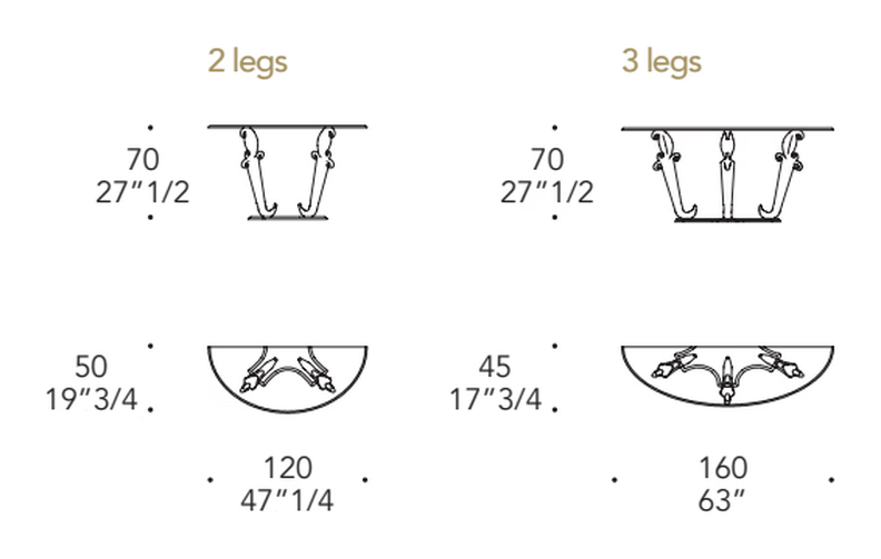 Casanova Console by Reflex, size drawing