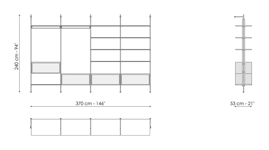 Roll Walk-in Closet by Bonaldo, size drawing 4