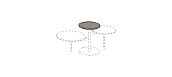 Tris Coffee Table by Ditre Italia, size drawing: Top diameter 40cm
