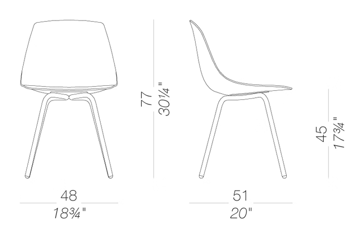 Miunn S161 Chair by LaPalma, size drawing