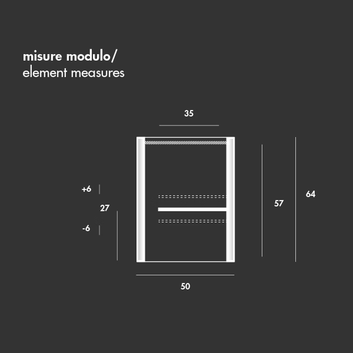 Slim Four-Door Sideboard by Sovet, size drawing: Element measures