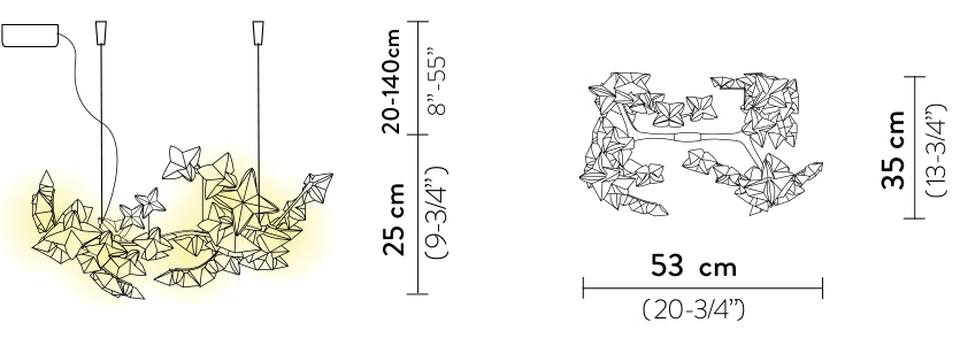 Hanami Pendant Lamp by Slamp, size drawing: Hanami Suspension
