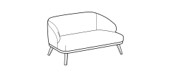 St. Tropez Armchair by Ditre Italia, size drawing: 2-seat sofa