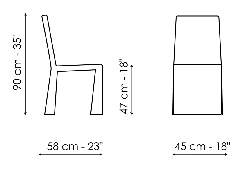 Ketch Chair by Bonaldo, size drawing: Ketch