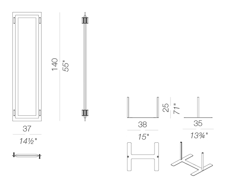 Wod Fabric Space Divider H140 by LaPalma, size drawing
