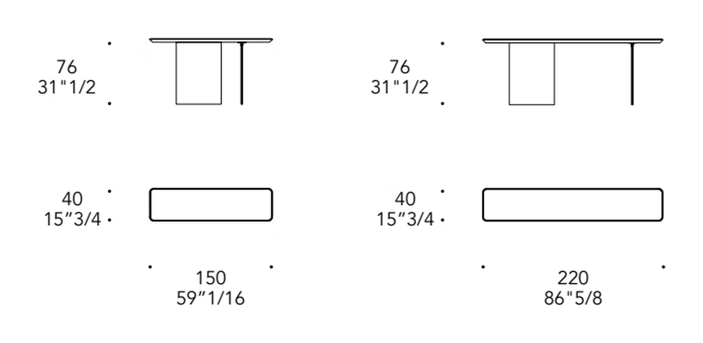 Monolite Console by Reflex, size drawing