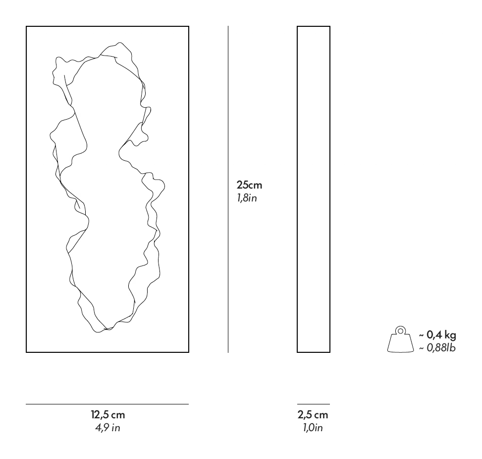 Guframini Broken Mirror by Gufram, size drawing