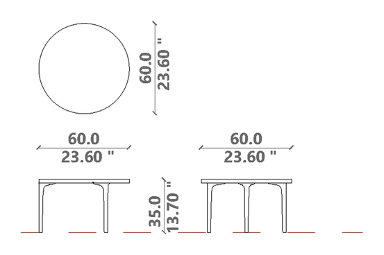 Soul Coffee Table by Talenti, size drawing: Ø 60 × H 35