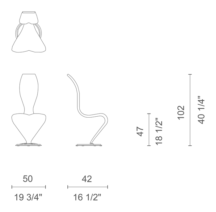 S-Chair by Cappellini, size drawing: TD_1