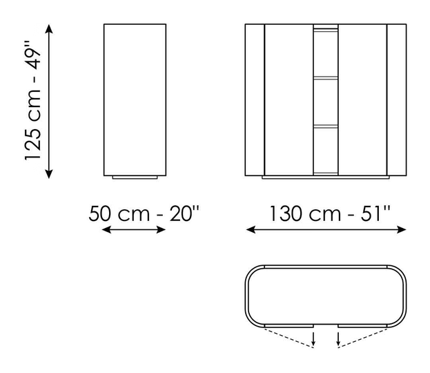 Arragan Sideboard by Bonaldo, size drawing: Arragan high