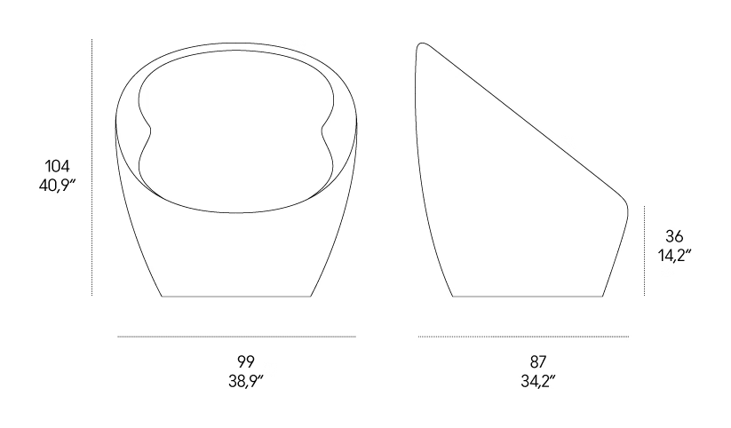Ouch Armchair by Casamania, size drawing